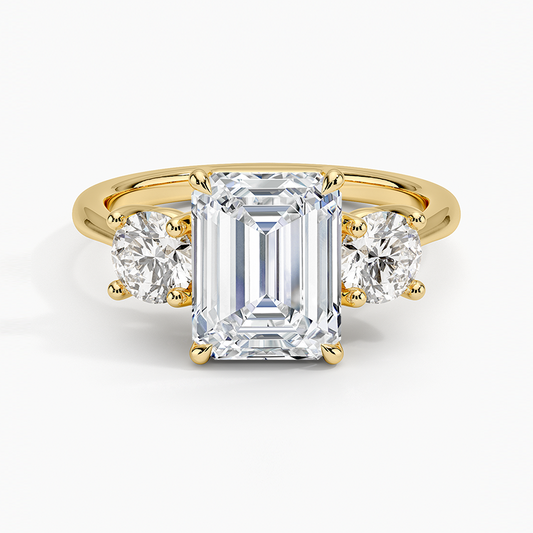 Luxe Selene Three Stone Diamond Ring (2/3 ct. tw.) - Emerald Cut Center Stone