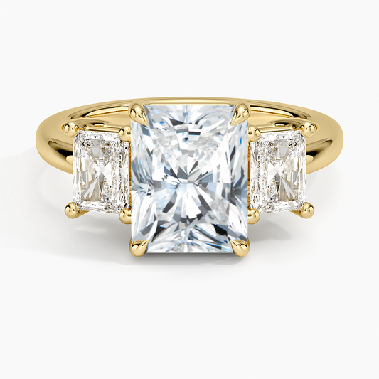 Luxe Helena Radiant-Cut Three Stone Diamond Ring - Radiant Cut Center Stone