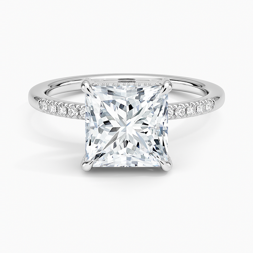 Viviana One-Quarter Coverage Diamond Ring - Princess Cut Center Stone