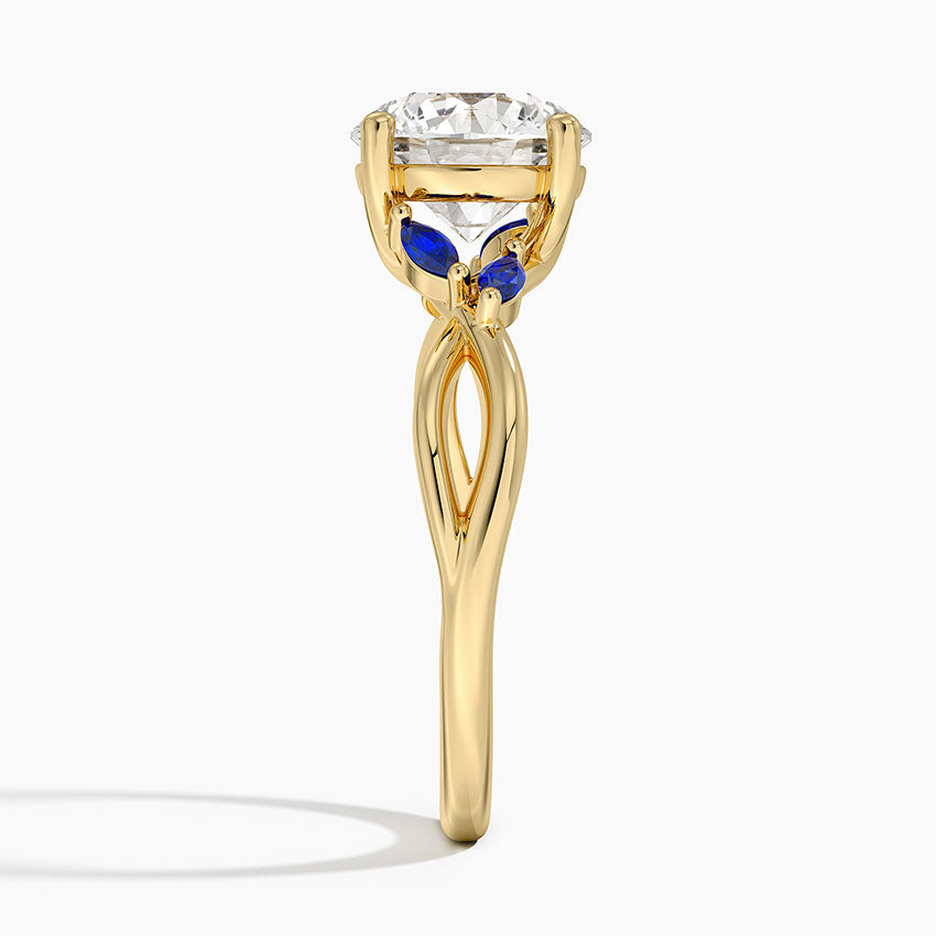 Willow Ring With Sapphire Accents - Round Cut Center Stone
