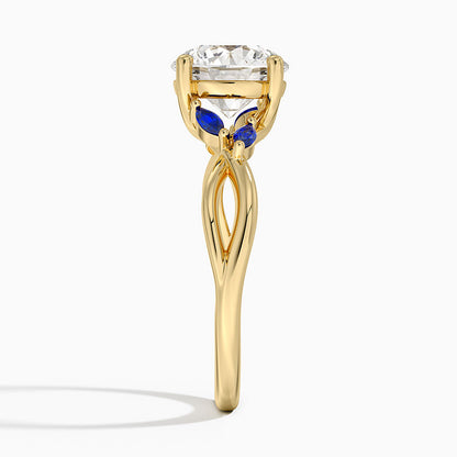 Willow Ring With Sapphire Accents - Round Cut Center Stone