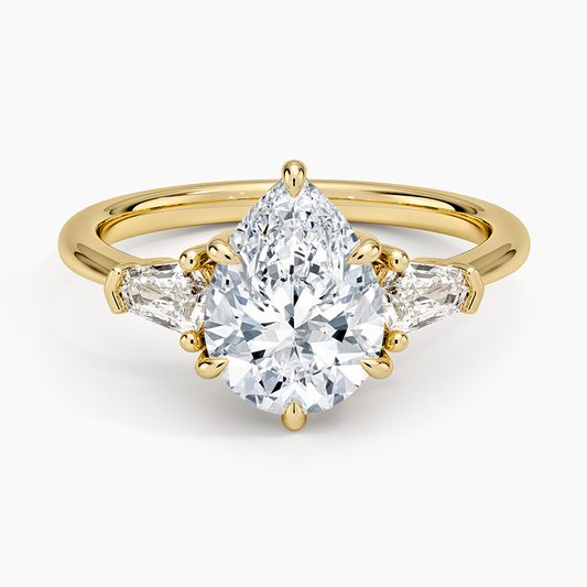 Shield Cut Three Stone Diamond Ring (1/4 ct. tw.) - Pear Center Stone