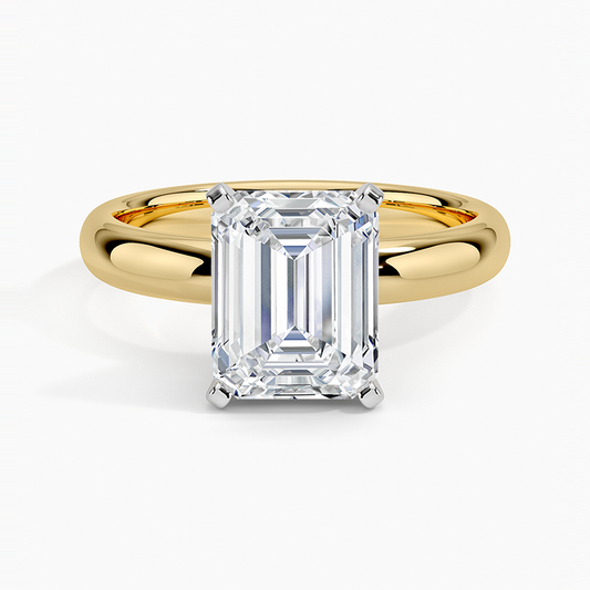 Comfort Fit 3mm Ring - Emerald Cut Center Stone