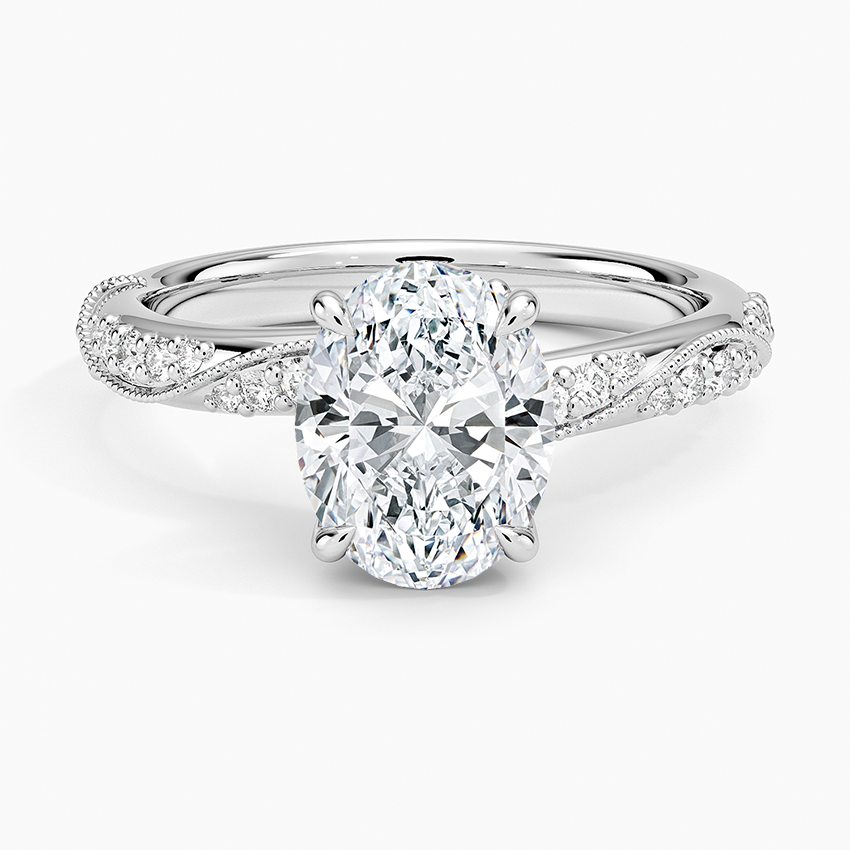 Camellia Hidden Accent 2.5mm Diamond Ring - Oval Center Stone