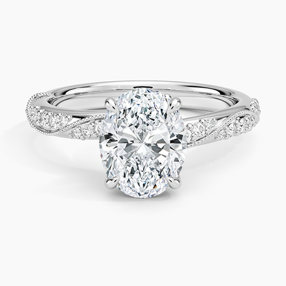 Camellia Hidden Accent 2.5mm Diamond Ring - Oval Center Stone