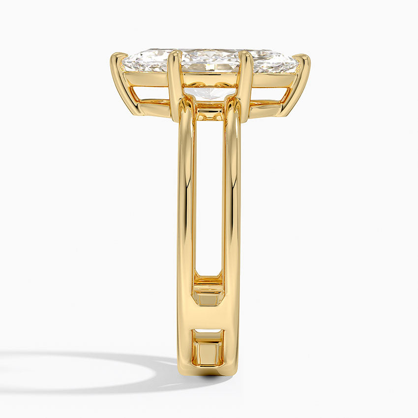 Aimee Open Double Band Solitaire Ring - Marquise Center Stone