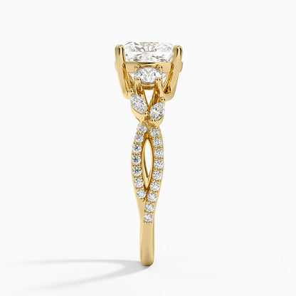 Luxe Willow Three Stone Diamond Ring (1/2 ct. tw.) - Cushion Cut Center Stone