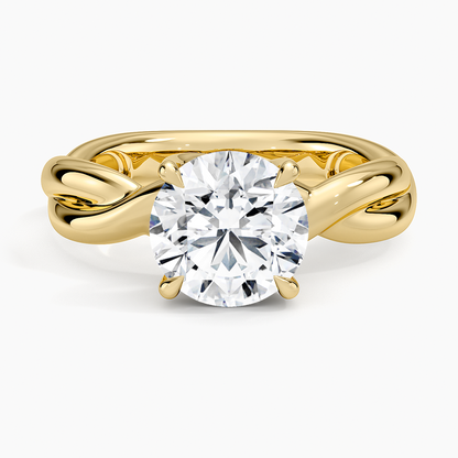 Hazel Twist Solitaire Diamond Ring - Round Cut Center Stone