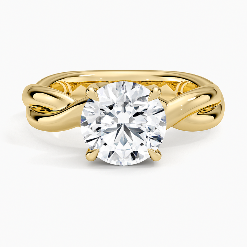 Hazel Twist Solitaire Diamond Ring - Round Cut Center Stone