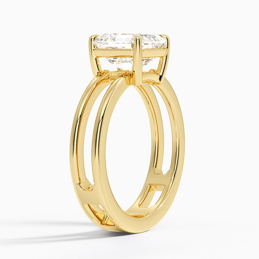 Aimee Open Double Band Solitaire Ring - Asscher Cut Center Stone
