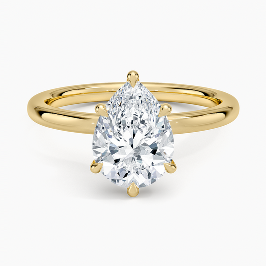 Secret Halo 2mm Diamond Ring - Pear Center Stone