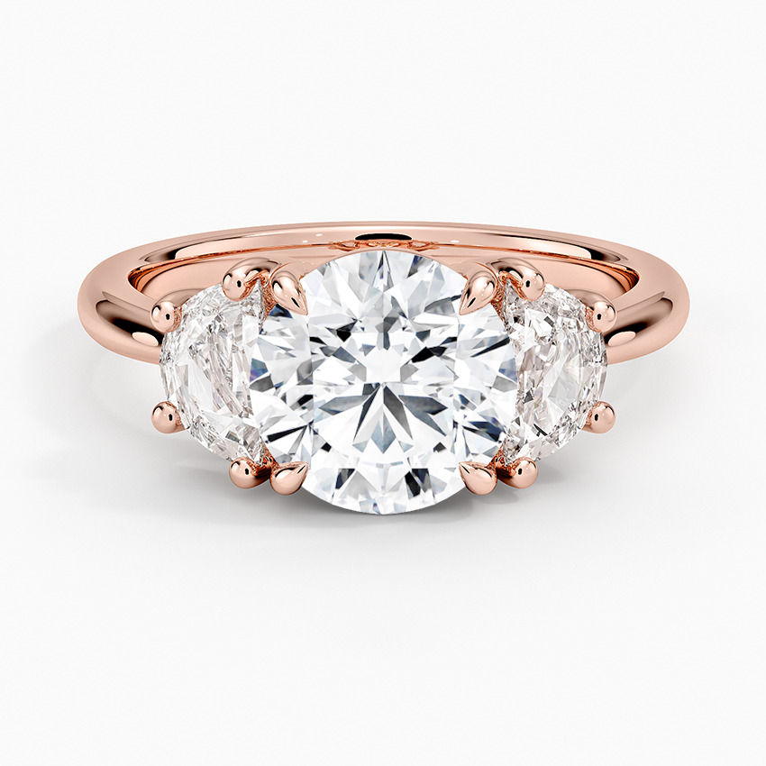 Half Moon Three Stone Diamond Ring (1/2 ct. tw.) - Round Center Stone