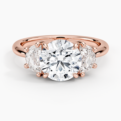 Half Moon Three Stone Diamond Ring (1/2 ct. tw.) - Round Center Stone