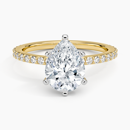 Petite Shared Prong Three-Quarter Coverage Diamond Ring (1/3 ct. tw.) - Pear Center Stone