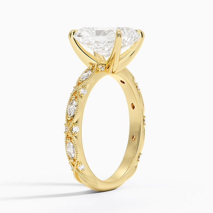 Celestia Milgrain Diamond Ring (1/4 ct. tw.) - Radiant Cut Center Stone