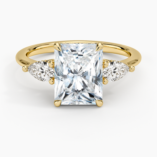 Adorned Opera Three Stone Diamond Ring (1/2 ct. tw.) - Radiant Cut Center Stone