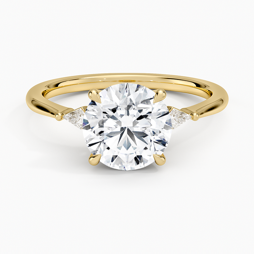 Petite Cometa Three Stone Diamond Ring - Round Center Stone