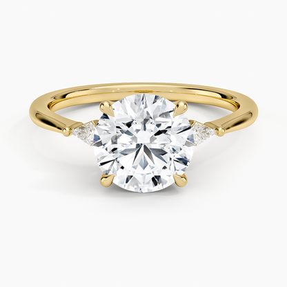 Petite Cometa Three Stone Diamond Ring - Round Center Stone