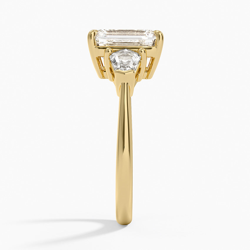 Shield Cut Three Stone Diamond Ring (1/2 ct. tw.) - Emerald Cut Center Stone