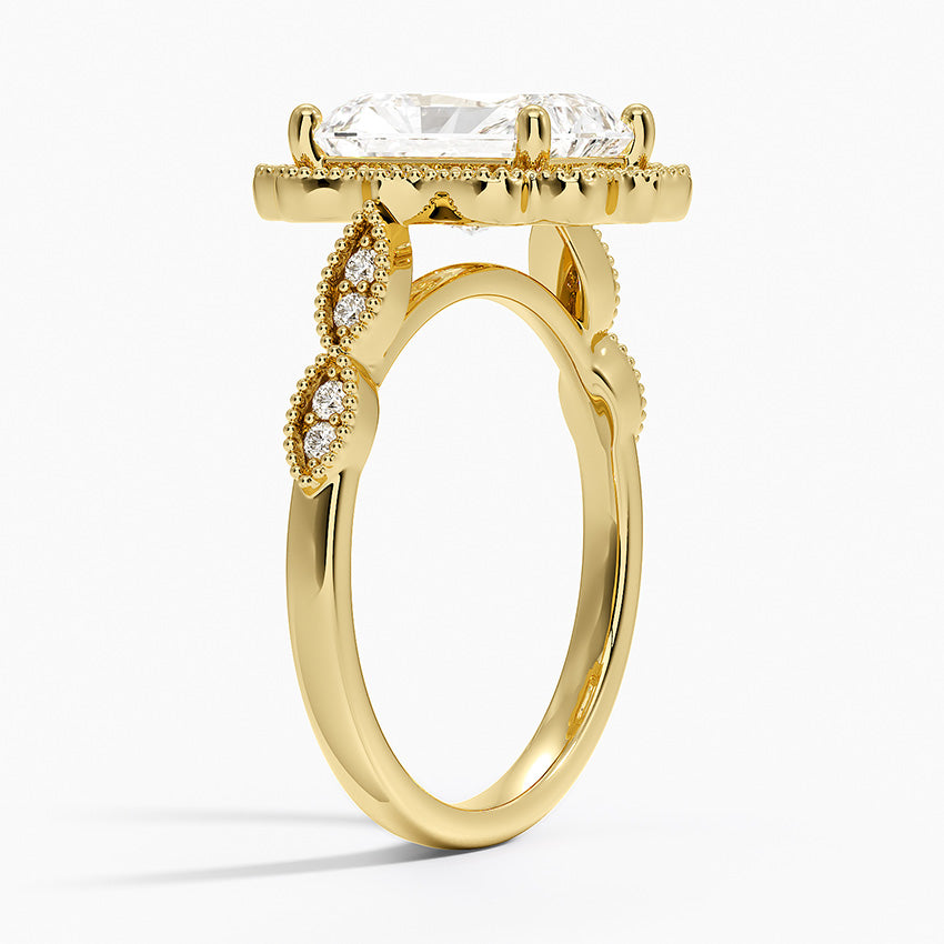 Cadenza Halo Diamond Ring - Radiant Cut Center Stone