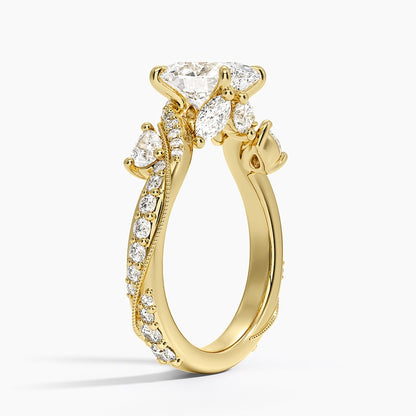 Grand Camellia Diamond Ring - Oval Center Stone