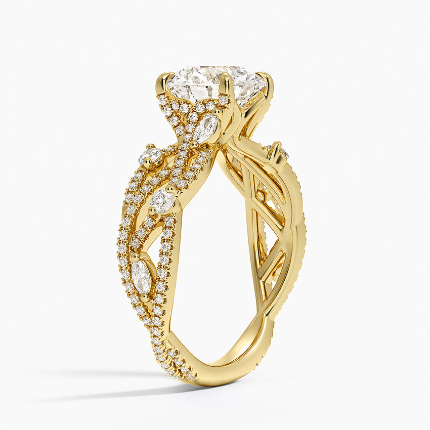 Grand Secret Garden Diamond Ring - Round Center Stone