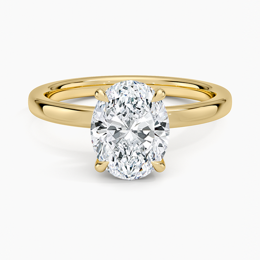 Lumiere 2mm Diamond Ring (1/8 ct. tw.) - Oval Cut Center Stone