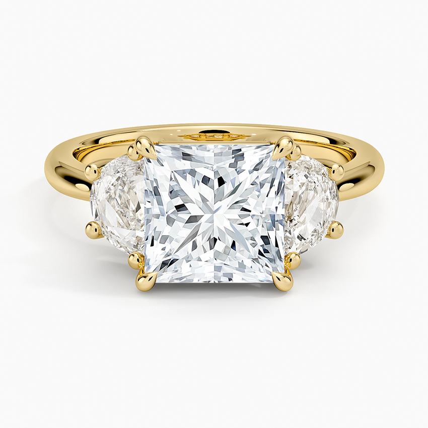 Half Moon Three Stone Diamond Ring (1/2 ct. tw.) - Princess Cut Center Stone