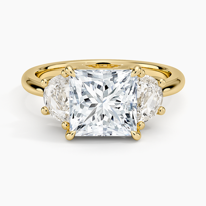 Half Moon Three Stone Diamond Ring (1/2 ct. tw.) - Princess Cut Center Stone