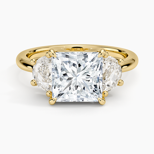 Half Moon Three Stone Diamond Ring (1/2 ct. tw.) - Princess Cut Center Stone