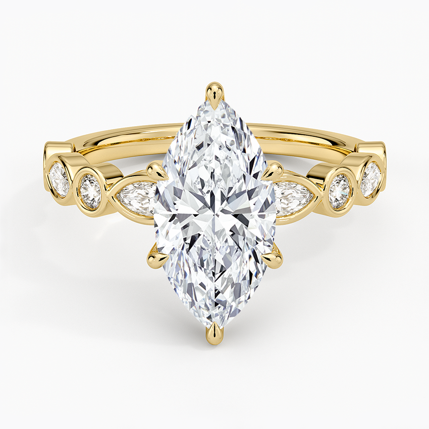 Versailles Bezel Diamond Ring - Marquise Cut Center Stone