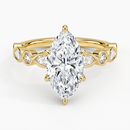 Versailles Bezel Diamond Ring - Marquise Cut Center Stone