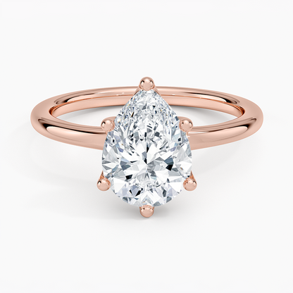 Fleur Solitaire Ring - Pear Center Stone