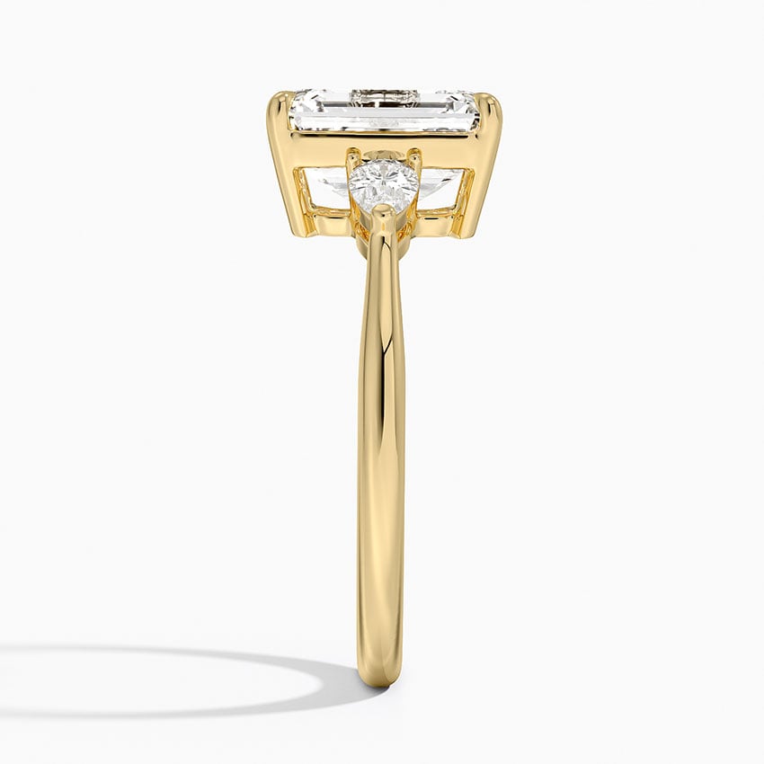 Petite Opera Three Stone Diamond Ring (1/4 ct. tw.) - Emerald Cut Center Stone