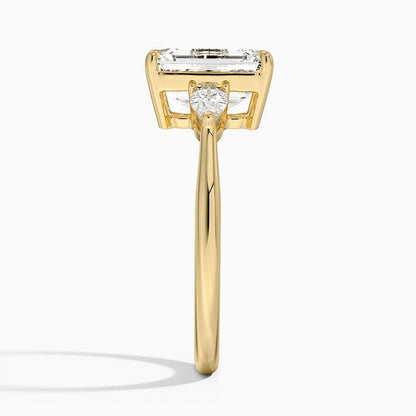 Petite Opera Three Stone Diamond Ring (1/4 ct. tw.) - Emerald Cut Center Stone