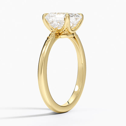 Laurel Engraved Ring - Asscher Cut Center Stone