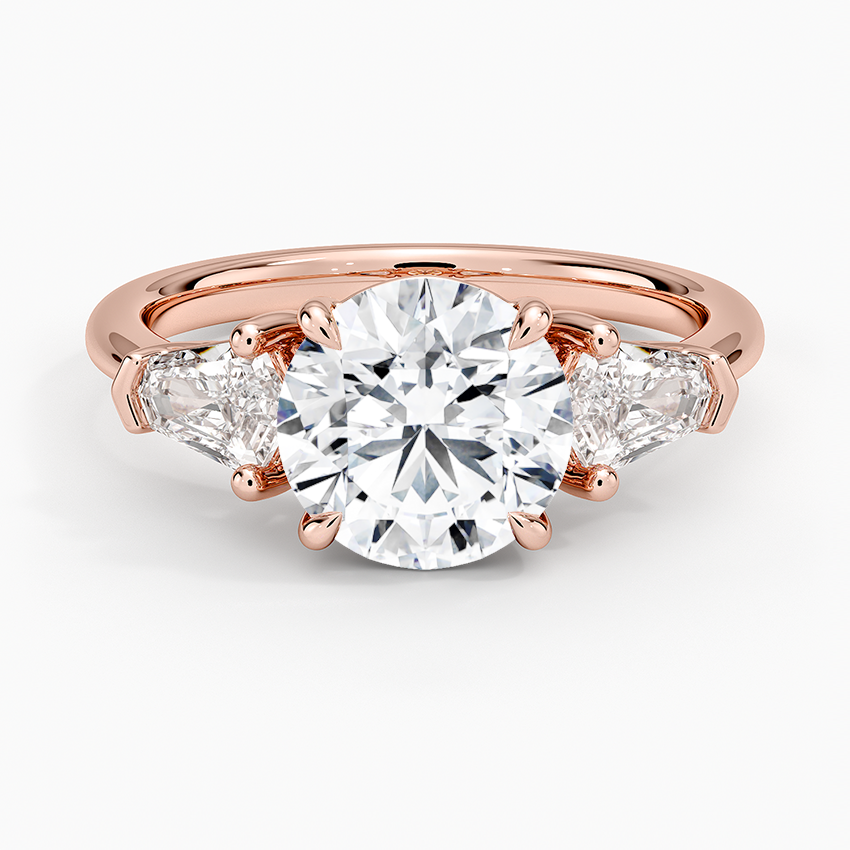 Shield Cut Three Stone Diamond Ring (1/2 ct. tw.) - Round Center Stone