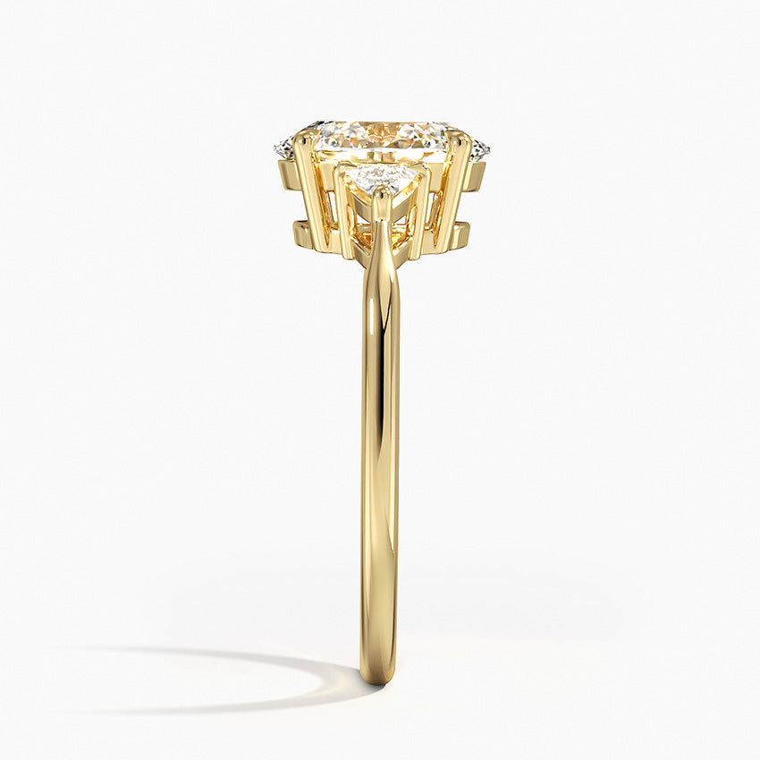 Trillion Cut Three Stone Diamond Ring - Oval Cut Center Stone