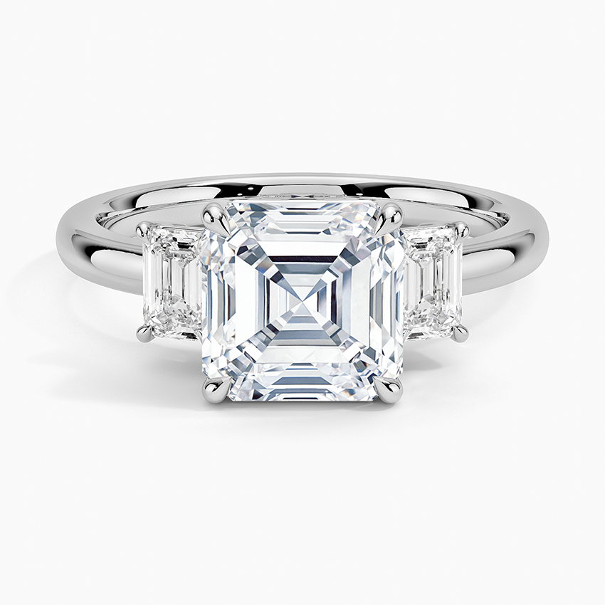 Rhiannon Emerald Cut Three Stone Diamond Ring (1/2 ct. tw.) - Asscher Cut Center Stone