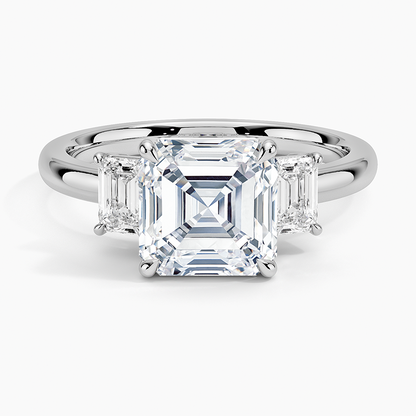 Rhiannon Emerald Cut Three Stone Diamond Ring (1/2 ct. tw.) - Asscher Cut Center Stone