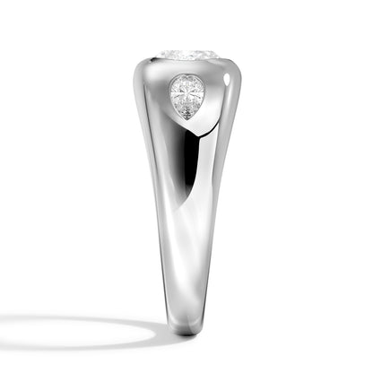 Sloane Flush Set Three Stone Diamond Dome Ring