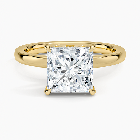 Audrey Perfect Fit Hidden Halo 2mm Diamond Ring - Princess Cut Center Stone