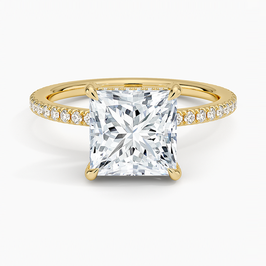 Viviana Three-Quarter Coverage Diamond Ring - Princess Cut Center Stone