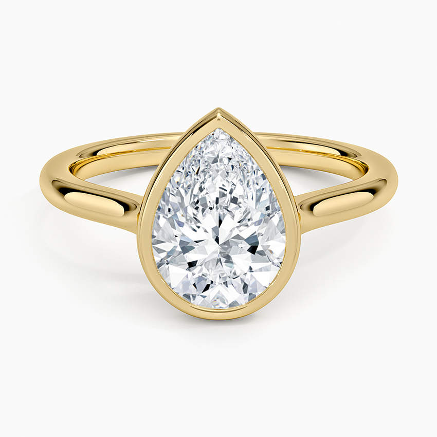 Luna 2mm Bezel Ring - Pear Cut Center Stone