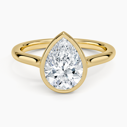 Luna 2mm Bezel Ring - Pear Cut Center Stone