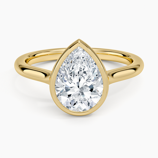 Luna 2mm Bezel Ring - Pear Cut Center Stone