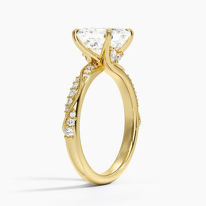 Camellia Hidden Accent 2.5mm Diamond Ring - Asscher Cut Center Stone
