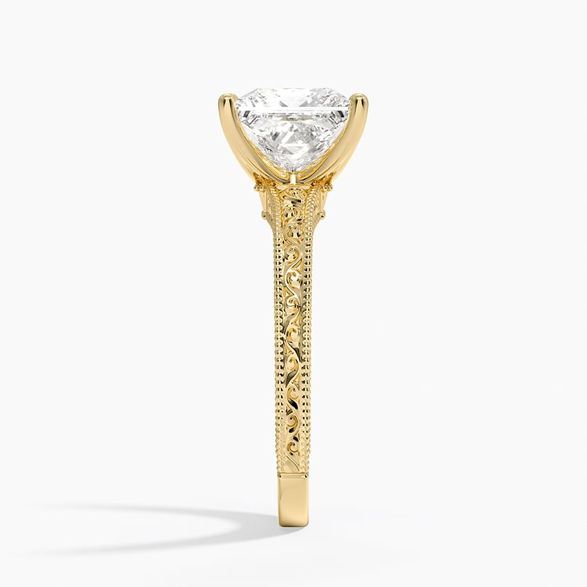 Hudson Engraved Ring - Princess Cut Center Stone