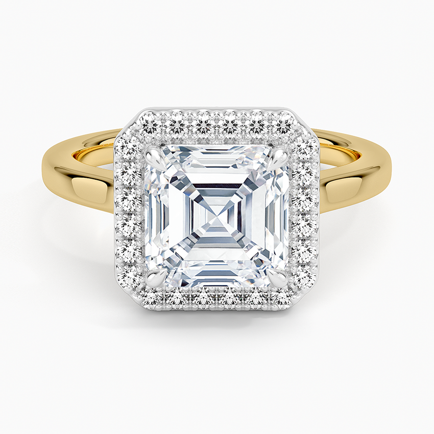 Platinum Mixed Metal Julia Halo Diamond Ring (1/5 ct. tw.) - Asscher Cut Center Stone