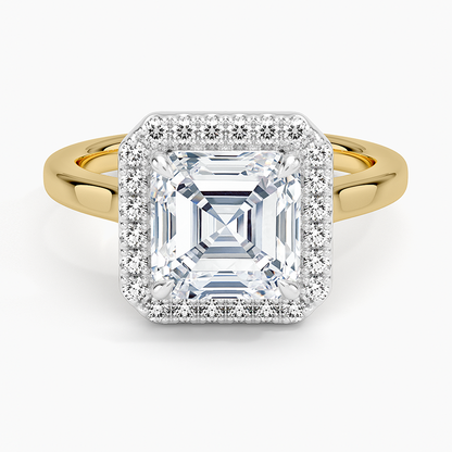 Platinum Mixed Metal Julia Halo Diamond Ring (1/5 ct. tw.) - Asscher Cut Center Stone
